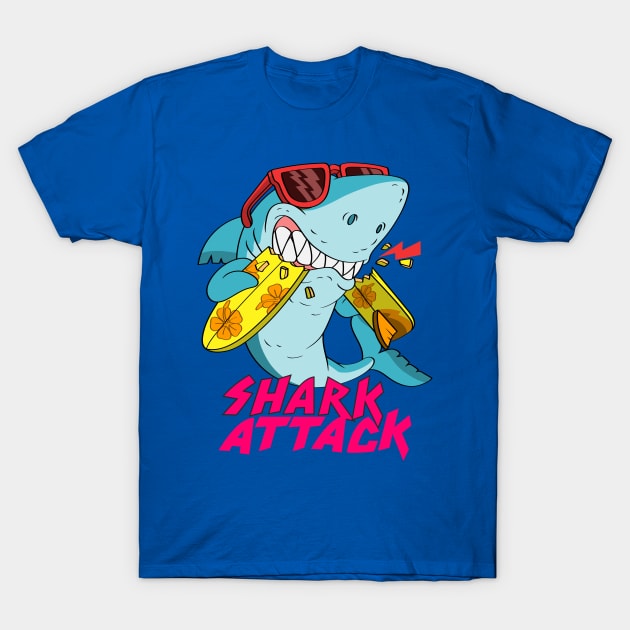 Shark Attack Funny T-Shirt by white.ink